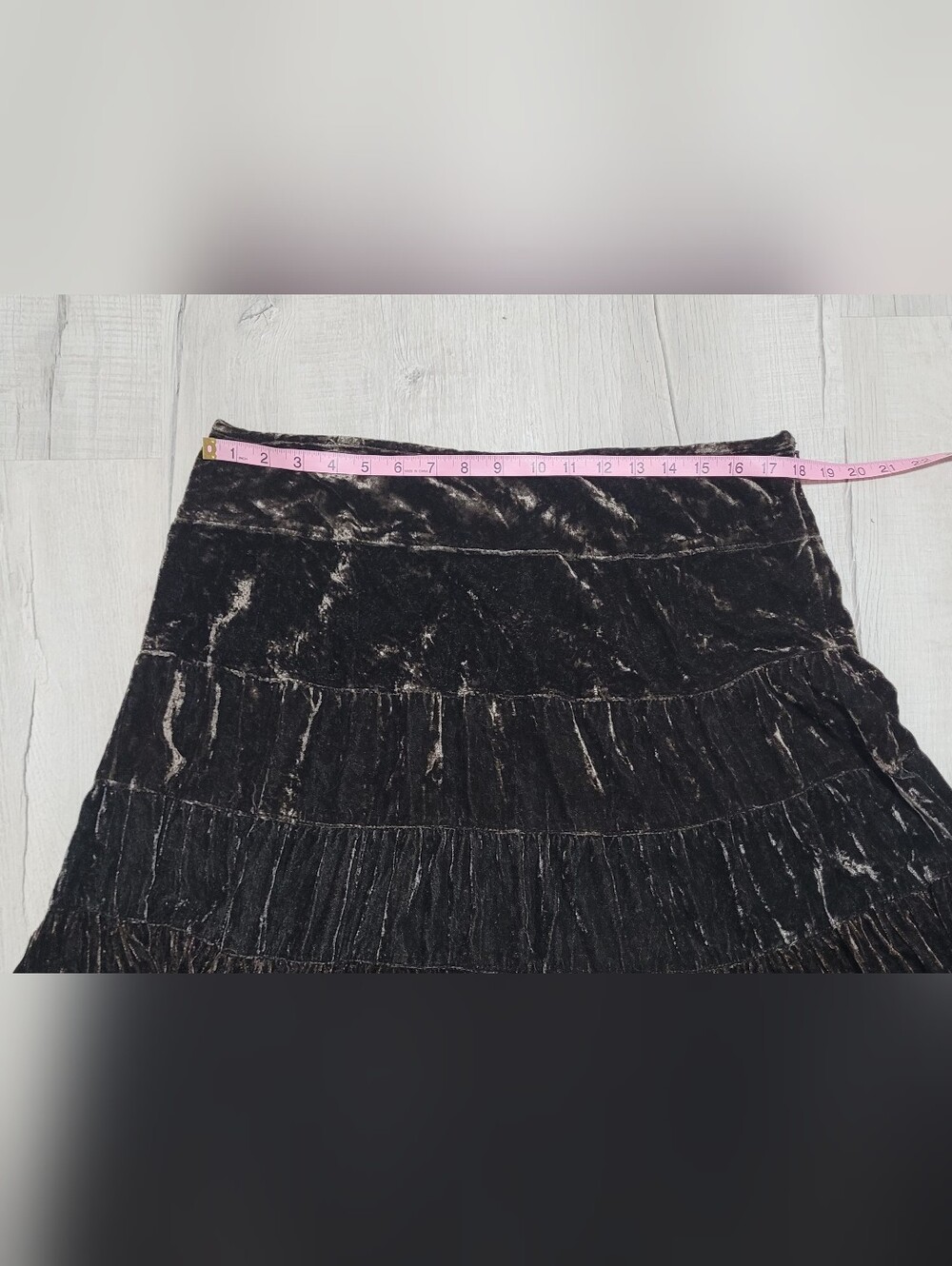 ​Vintage 90s BAGGAGE Dark Espresso Brown Tiered Velvet Maxi Skirt Size Large - Picture 9 of 9